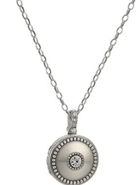 Brighton Twinkle Small Round Locket Necklace Silver Swarovski Crystal